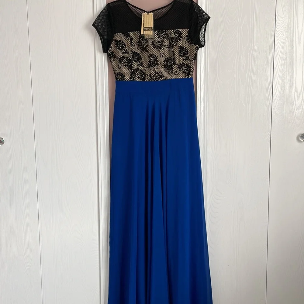 Maxi Dress DELVINA, black/gold/ blue, size M - Picture 5 of 8